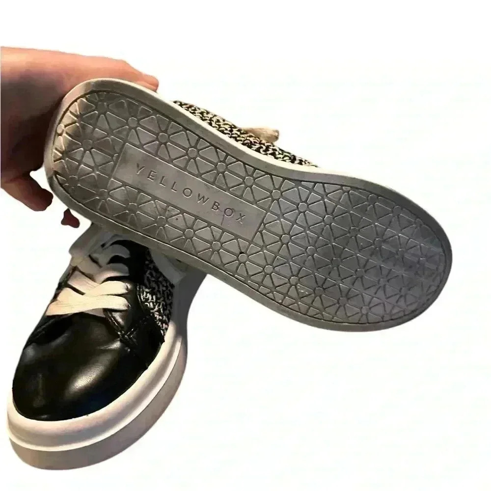 Yellow box size 7.5 Eldra crochet tweed & pvc black leather platform shoe - Picture 3 of 7